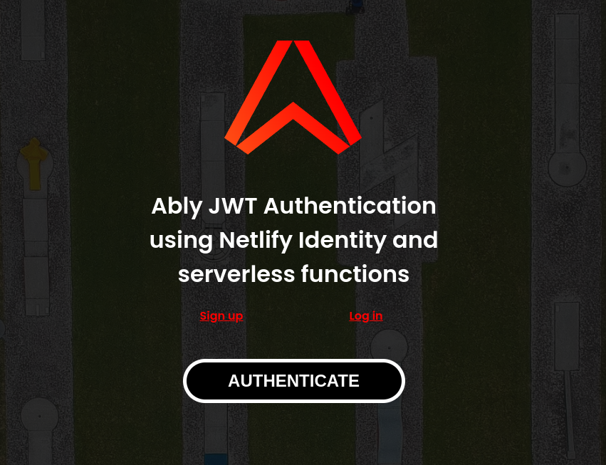 Demo UI: the Netlify Identity widget modal and the Authenticate button
