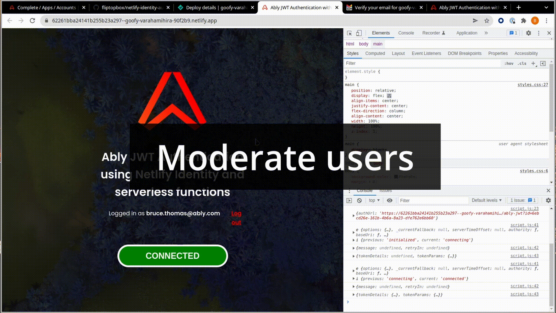Moderate users via the Netlify Identity dashboard